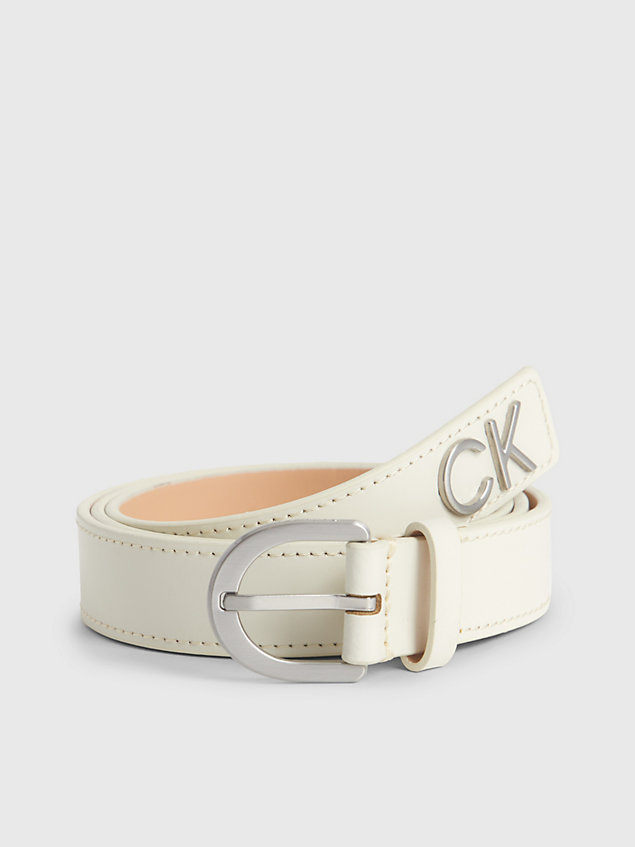 grey leather logo belt for women calvin klein