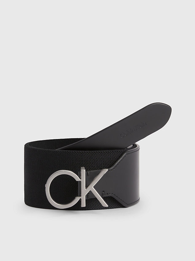 cinturón de piel con logo black de mujeres calvin klein