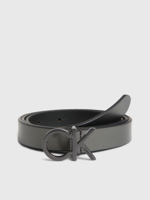CALVIN KLEIN JEANS - Women's leather logo belt - K60K611253BDS - Black