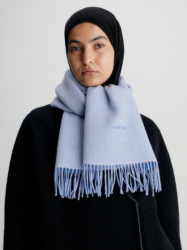 sheer blue wool scarf for women calvin klein