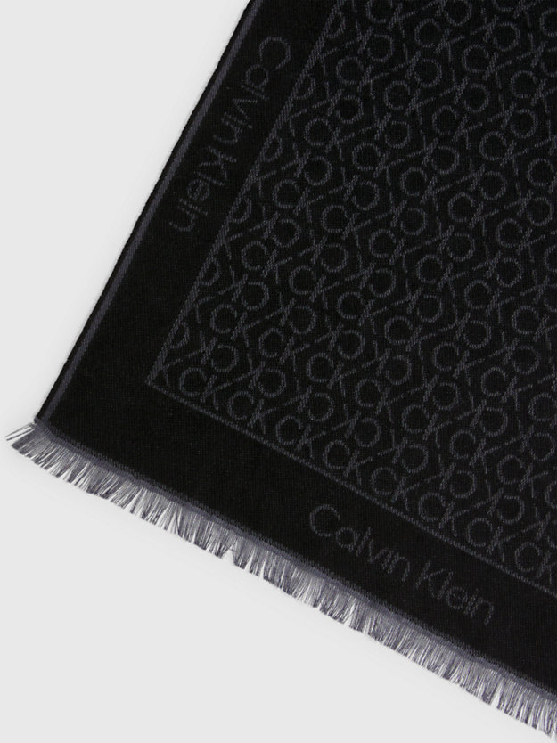 ck black wollen sjaal van jacquard met logo voor dames - calvin klein