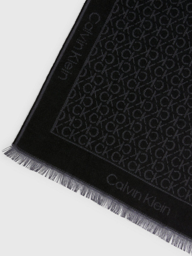 sciarpa in misto lana e jacquard con logo black da donna calvin klein