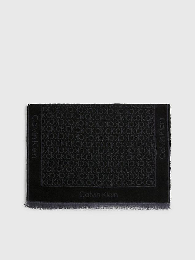 black wollen sjaal van jacquard met logo voor dames - calvin klein