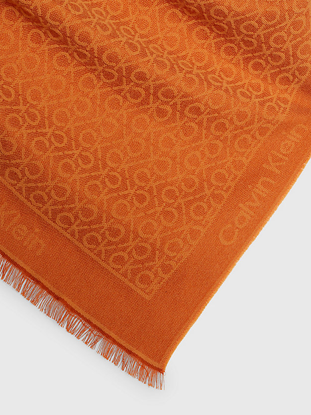 autumn leaf wollen sjaal van jacquard met logo voor dames - calvin klein