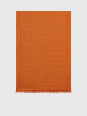 brown wollschal mit logo-jacquardmuster für damen - calvin klein