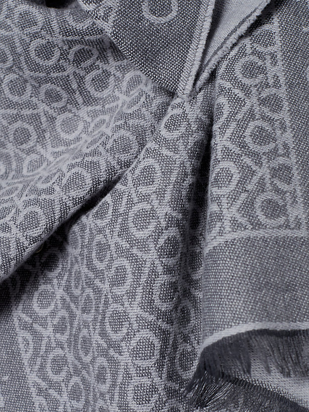 sciarpa in misto lana e jacquard con logo mid grey heather da donna calvin klein