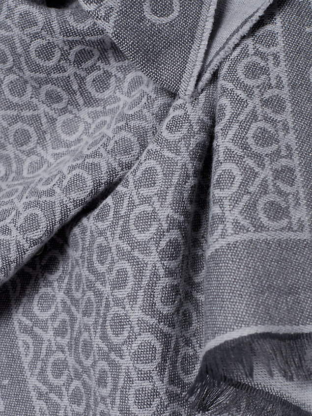 grey wollen sjaal van jacquard met logo voor dames - calvin klein