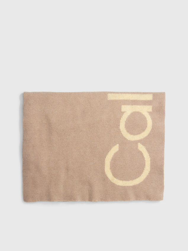 grey wool blend logo scarf for women calvin klein