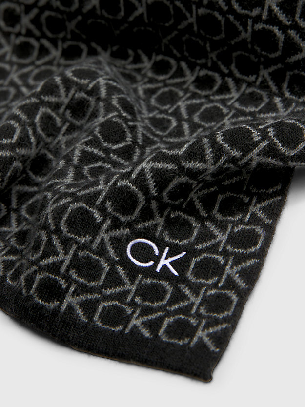 ck black mono szalik z mieszanki wełny z logo dla kobiety - calvin klein