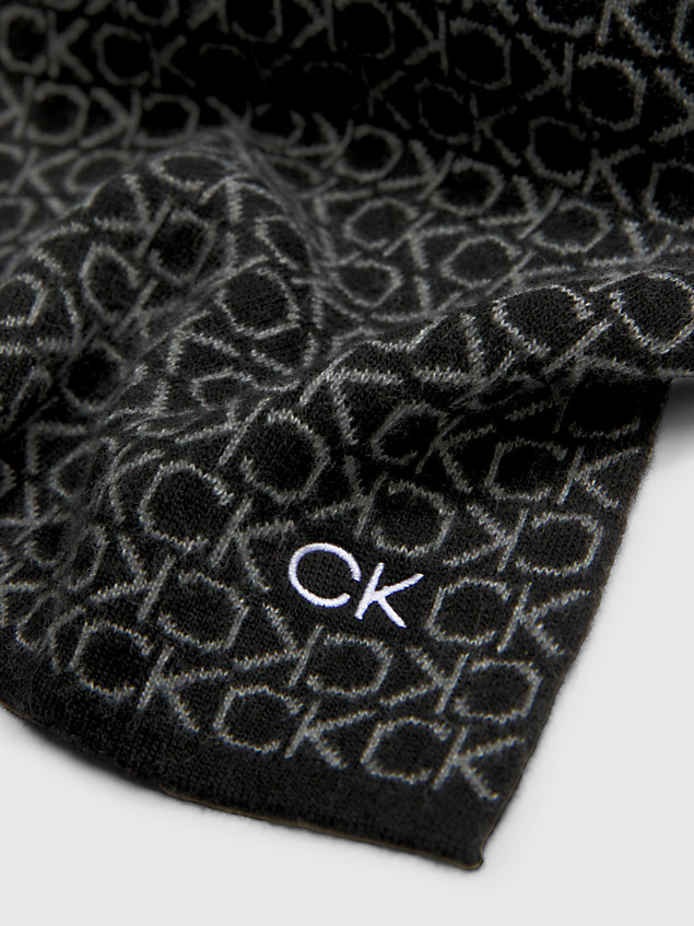 black wool blend logo scarf for women calvin klein