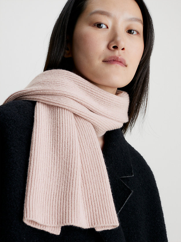 pale mauve wool blend scarf for women calvin klein