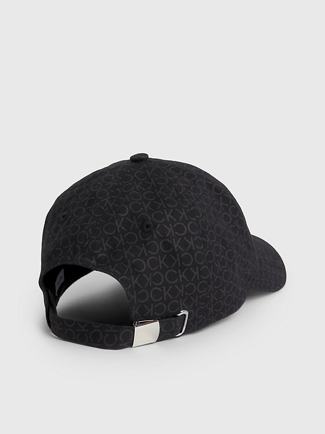 black czapka z daszkiem z logo z bawełnianego diagonalu dla kobiety - calvin klein