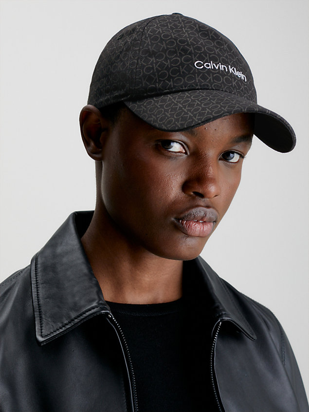 black cotton twill logo cap for women calvin klein