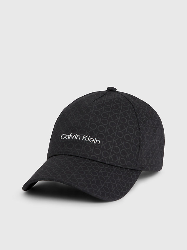 black czapka z daszkiem z logo z bawełnianego diagonalu dla kobiety - calvin klein