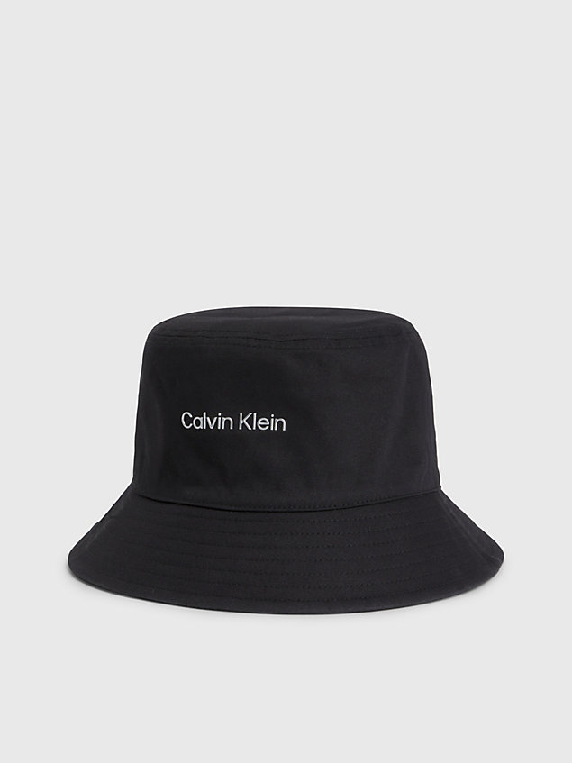 black dwustronny kapelusz typu bucket hat dla kobiety - calvin klein