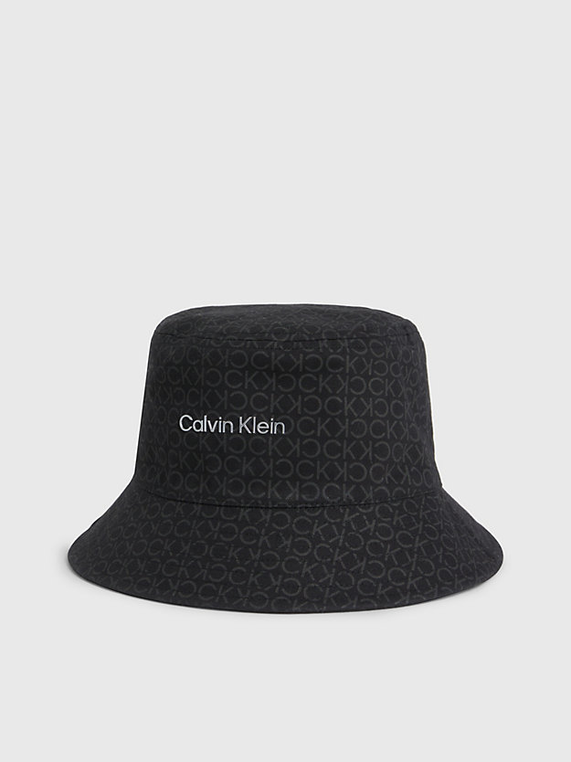 ck black/ck black mono omkeerbare bucket hat voor dames - calvin klein