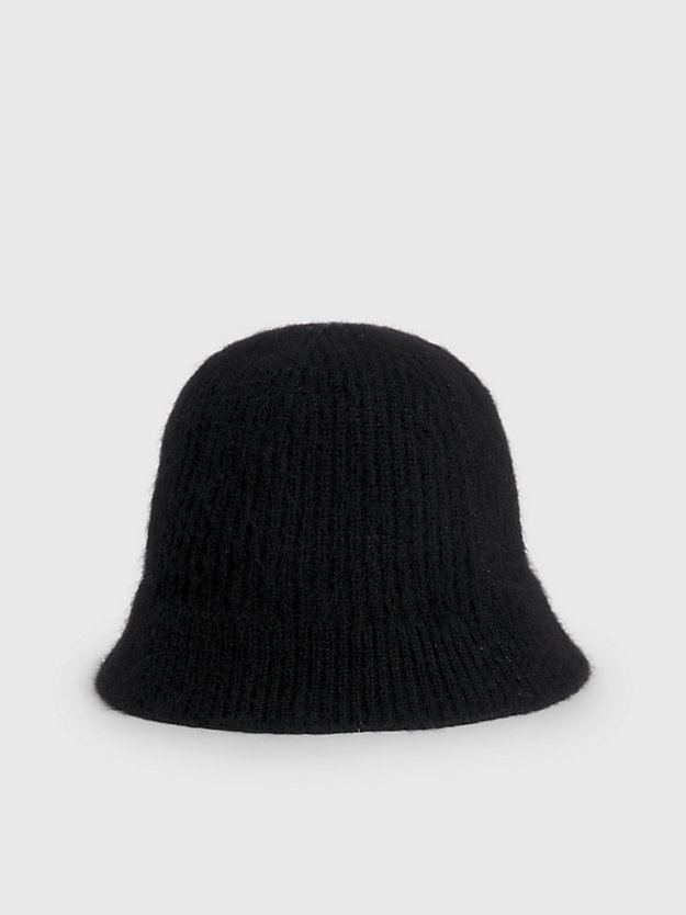 ck black gebreide bucket hat van wolmix voor dames - calvin klein