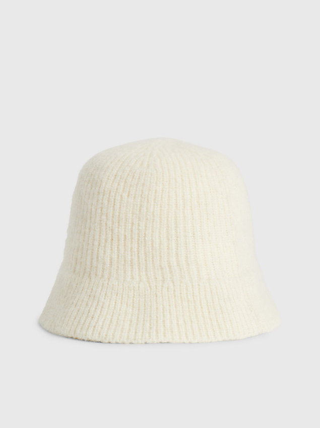 white gebreide bucket hat van wolmix voor dames - calvin klein