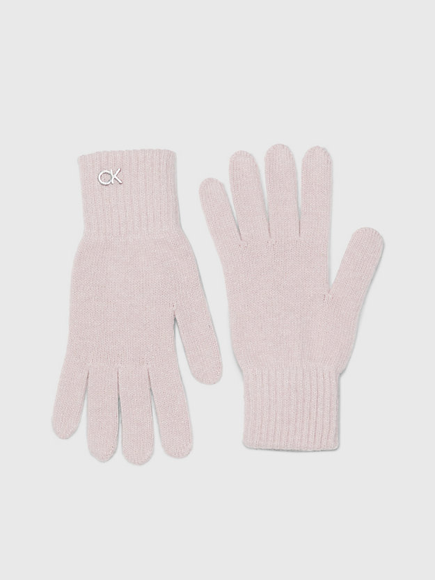 pale mauve wool blend gloves for women calvin klein