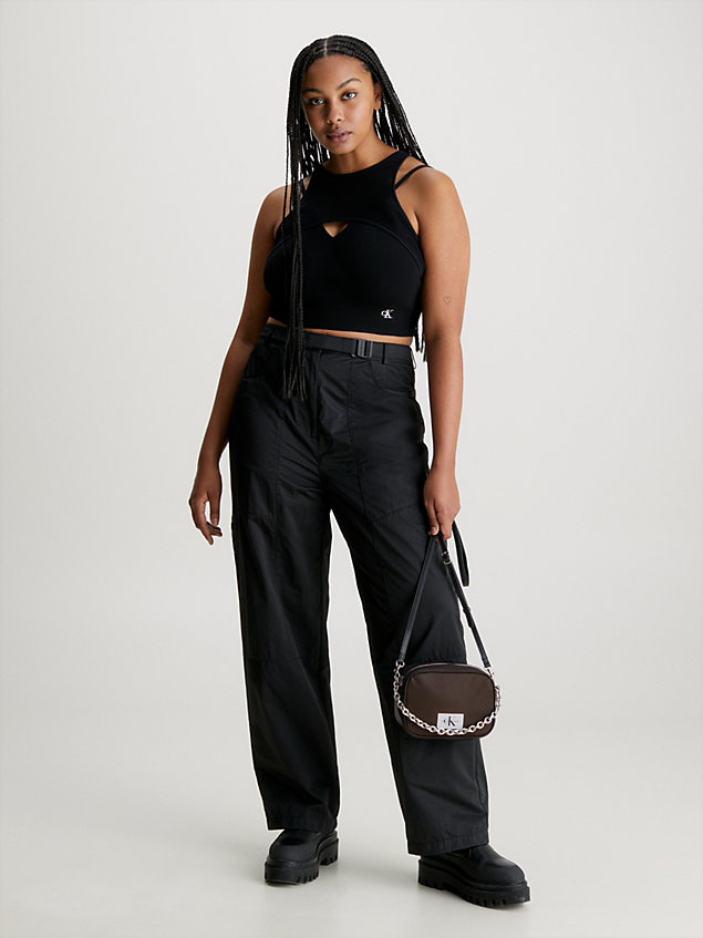 black faux leather crossbody bag for women calvin klein jeans