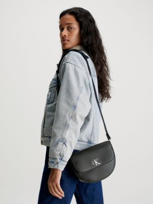 CALVIN KLEIN JEANS - Women's saddle shoulder bag with monogram -  K60K611226BDS - black