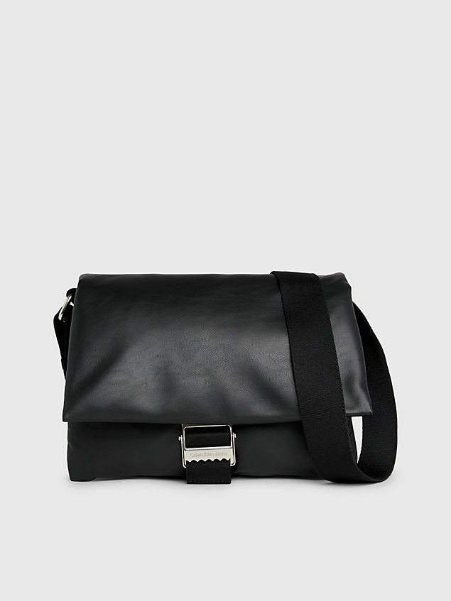 black faux leather shoulder bag for women calvin klein jeans