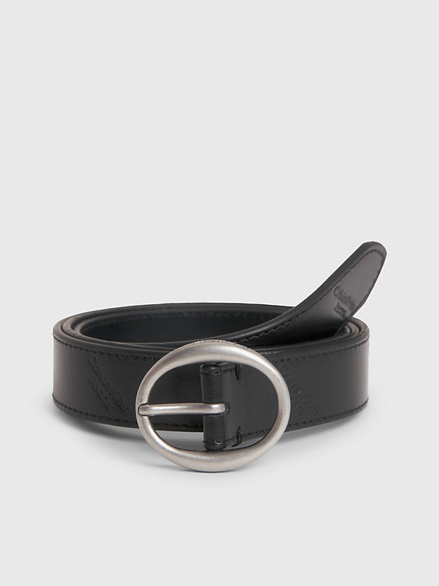 cinturón de cuero black allover logo de mujer calvin klein jeans
