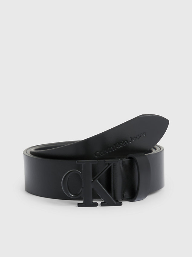 black leather logo belt for women calvin klein jeans
