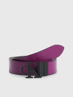CALVIN KLEIN JEANS - Women's leather belt with monogram plaquette -  K60K610593BDS - Black