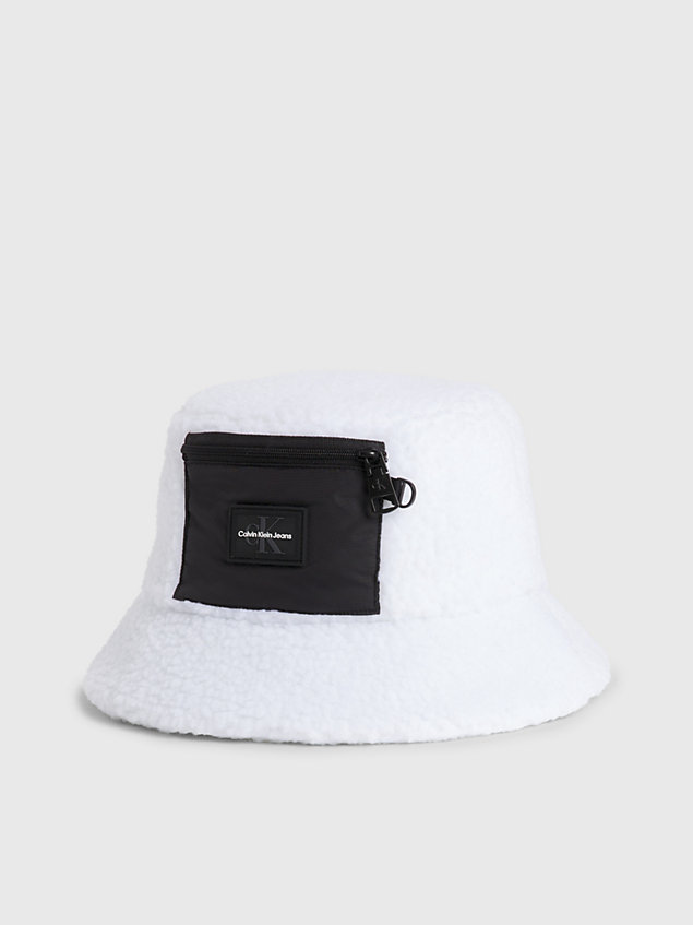 black kapelusz typu bucket hat z miękkiego kożuszka dla kobiety - calvin klein jeans