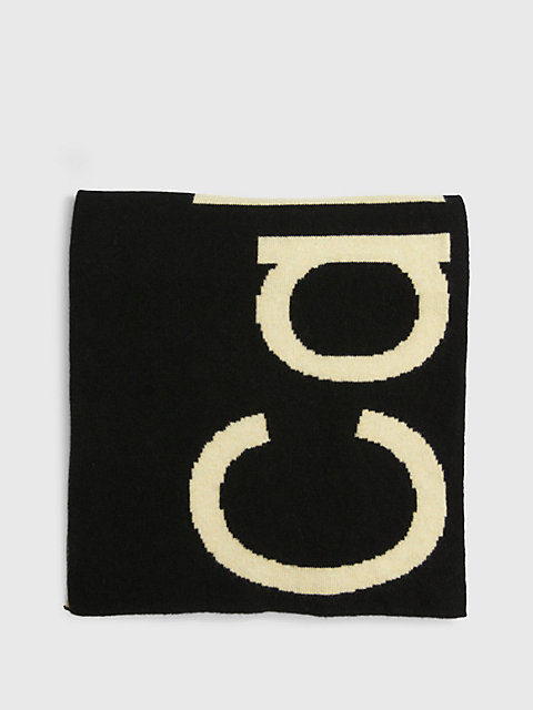 bufanda de mezcla de lana con logo black de mujer calvin klein jeans