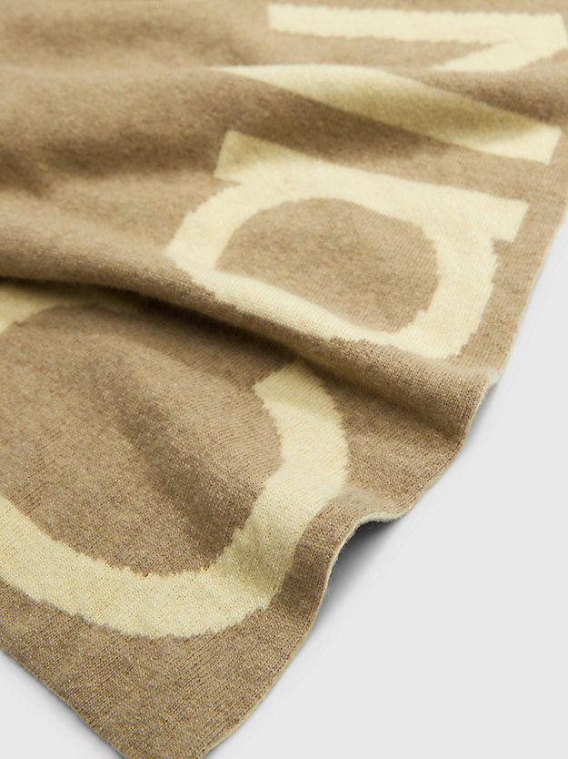 plaza taupe wool blend logo scarf for women calvin klein jeans