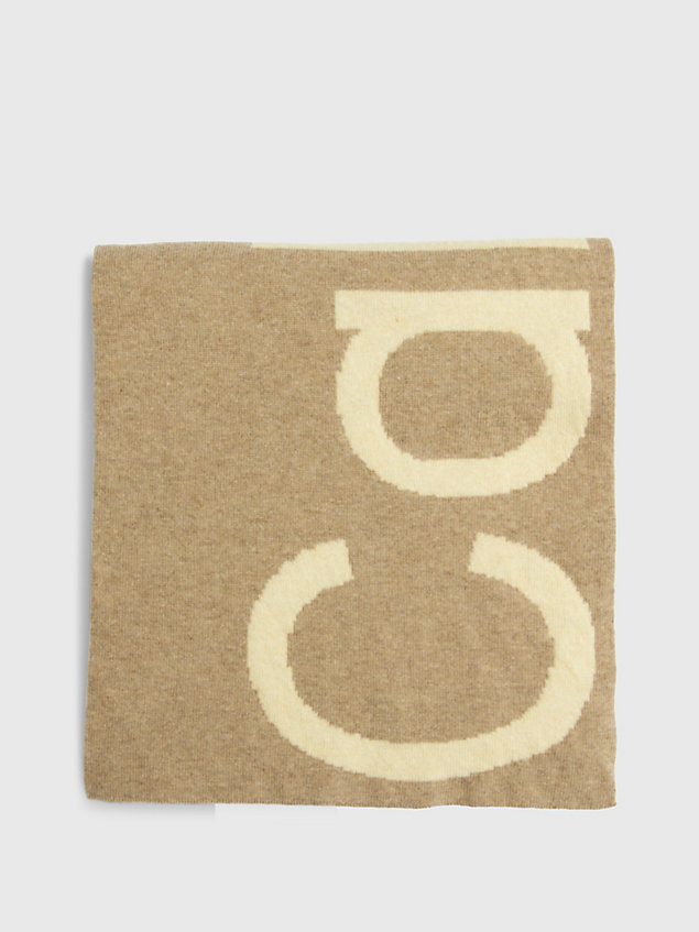 grey wool blend logo scarf for women calvin klein jeans
