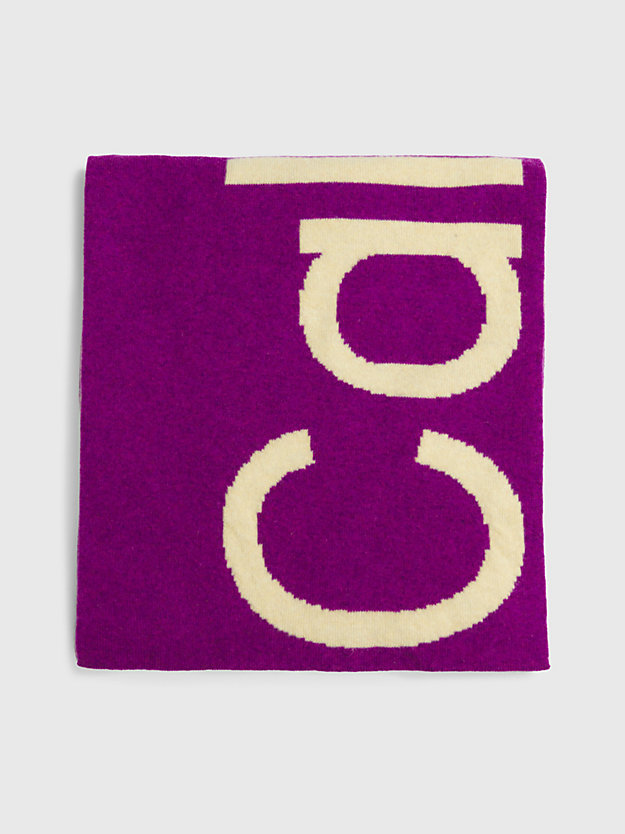 écharpe en laine mélangée avec logo amaranth pour femmes calvin klein jeans