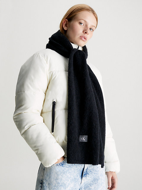 black wool blend scarf for women calvin klein jeans