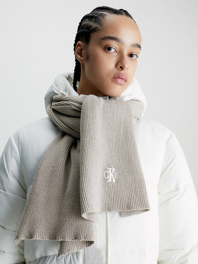 grey wool blend scarf for women calvin klein jeans