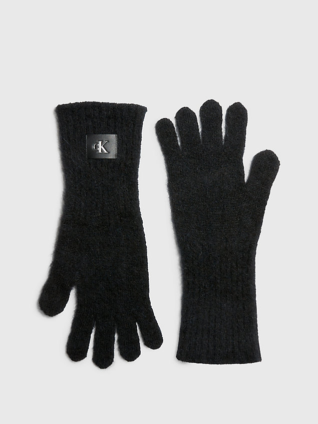 black handschoenen van wolmix voor dames - calvin klein jeans