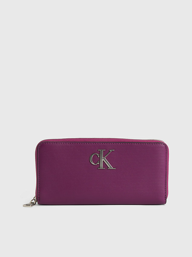 purple rfid-portemonnaie mit rundum-reißverschluss für damen - calvin klein jeans