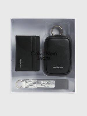 tarjetero, bolsito y llavero en set de regalo black de mujeres calvin klein jeans