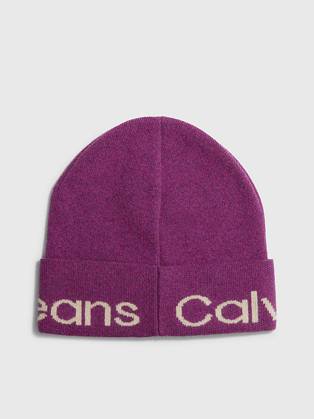 bonnet en laine mélangée avec logo amaranth pour femmes calvin klein jeans