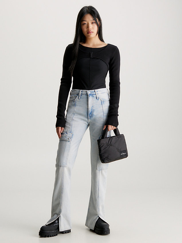 black gevoerde mini tote bag voor dames - calvin klein jeans