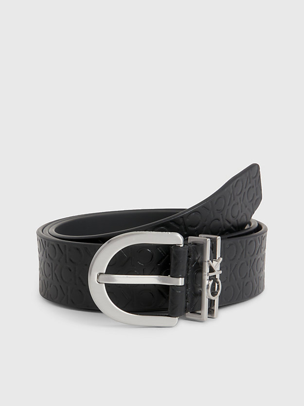 ceinture en cuir avec logo ck black pour femmes calvin klein