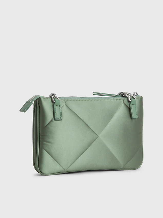 green satin quilted crossbody bag for women calvin klein