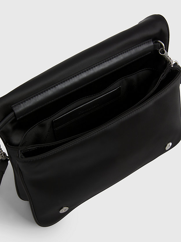 ck black satin quilted shoulder bag for women calvin klein