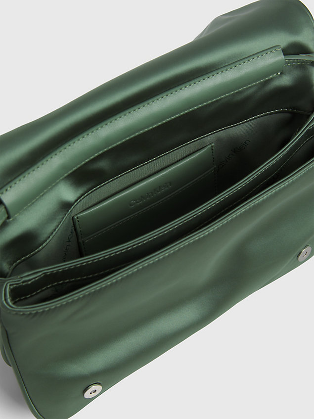 green satin quilted shoulder bag for women calvin klein