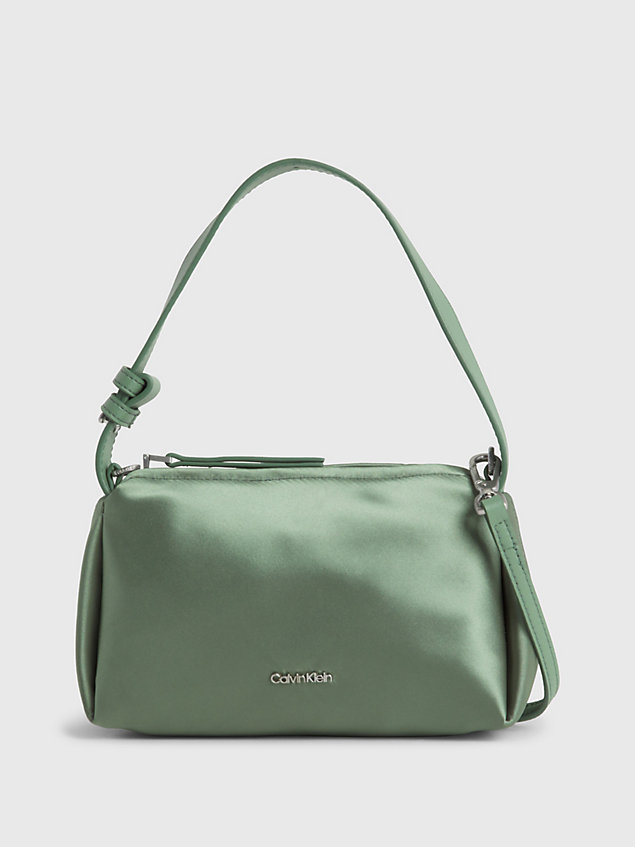 green mini-schultertasche aus satin für damen - calvin klein
