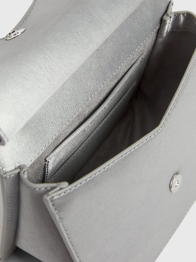 grey small metallic shoulder bag for women calvin klein