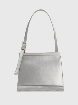 Metallic patent-leather handbag