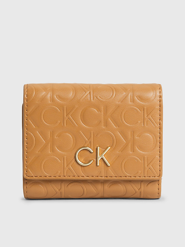 brown small rfid trifold wallet for women calvin klein