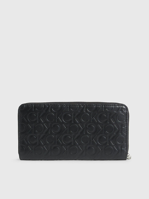 ck black großes portemonnaie mit rundum-reißverschluss für damen - calvin klein